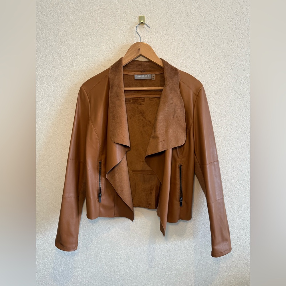 Bagatelle Brown Faux Leahter Jacket-M
